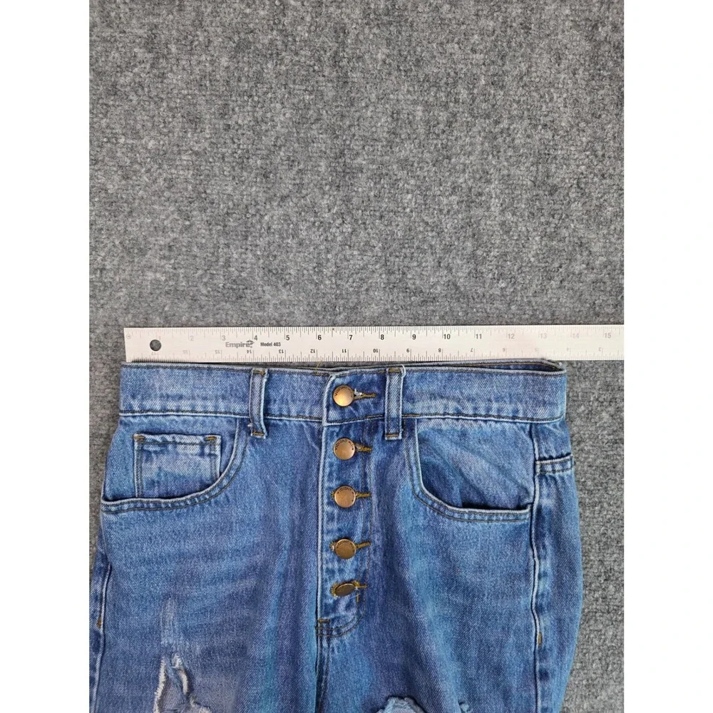 Vibrant M.I.U. Distressed Wide Leg Jeans Womens 7/27 Blue High Rise Button‎ Fly
